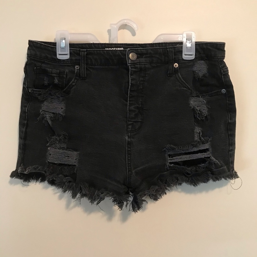 Black high waisted denim shorts